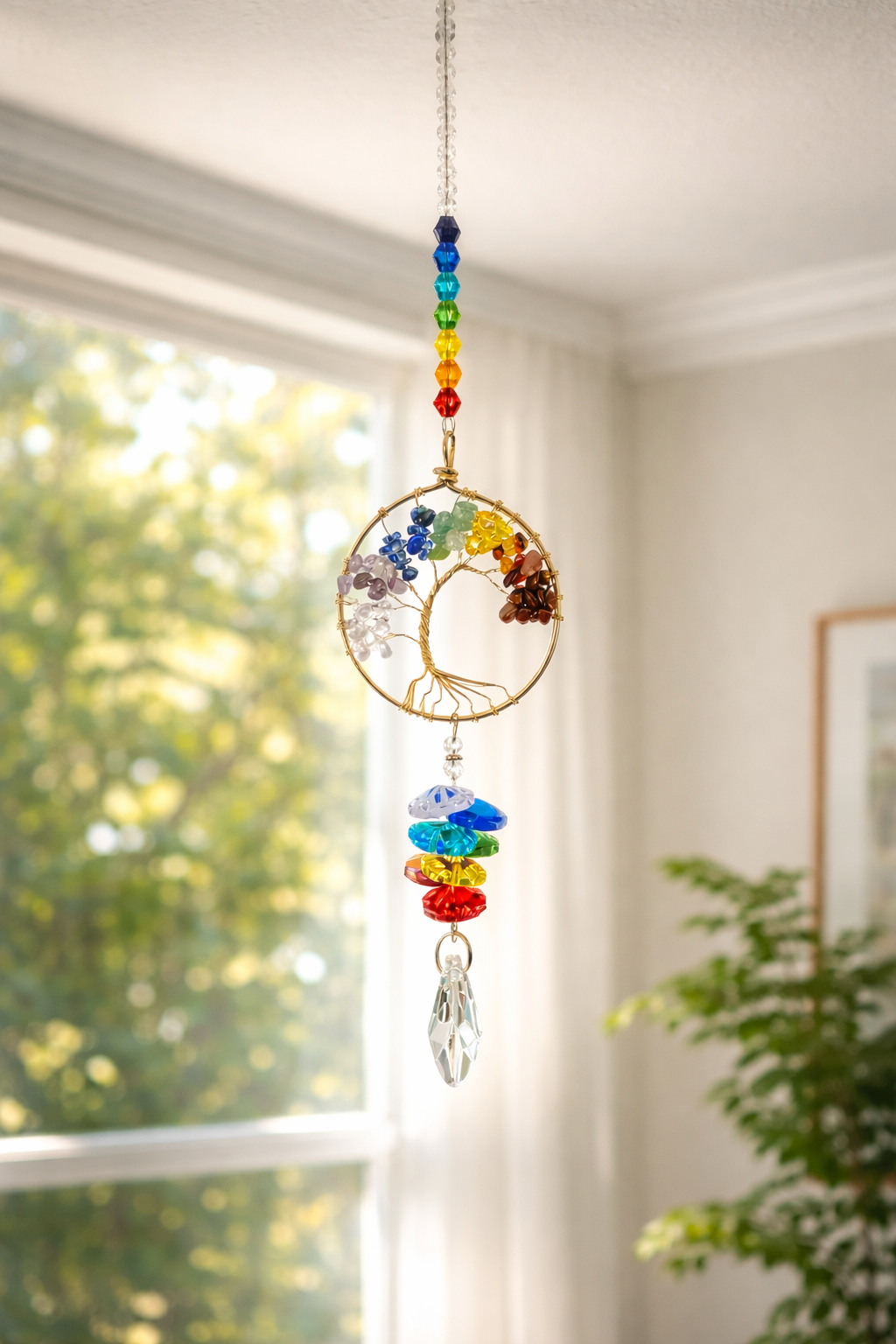 Chakra Tree of Life Crystal Suncatcher