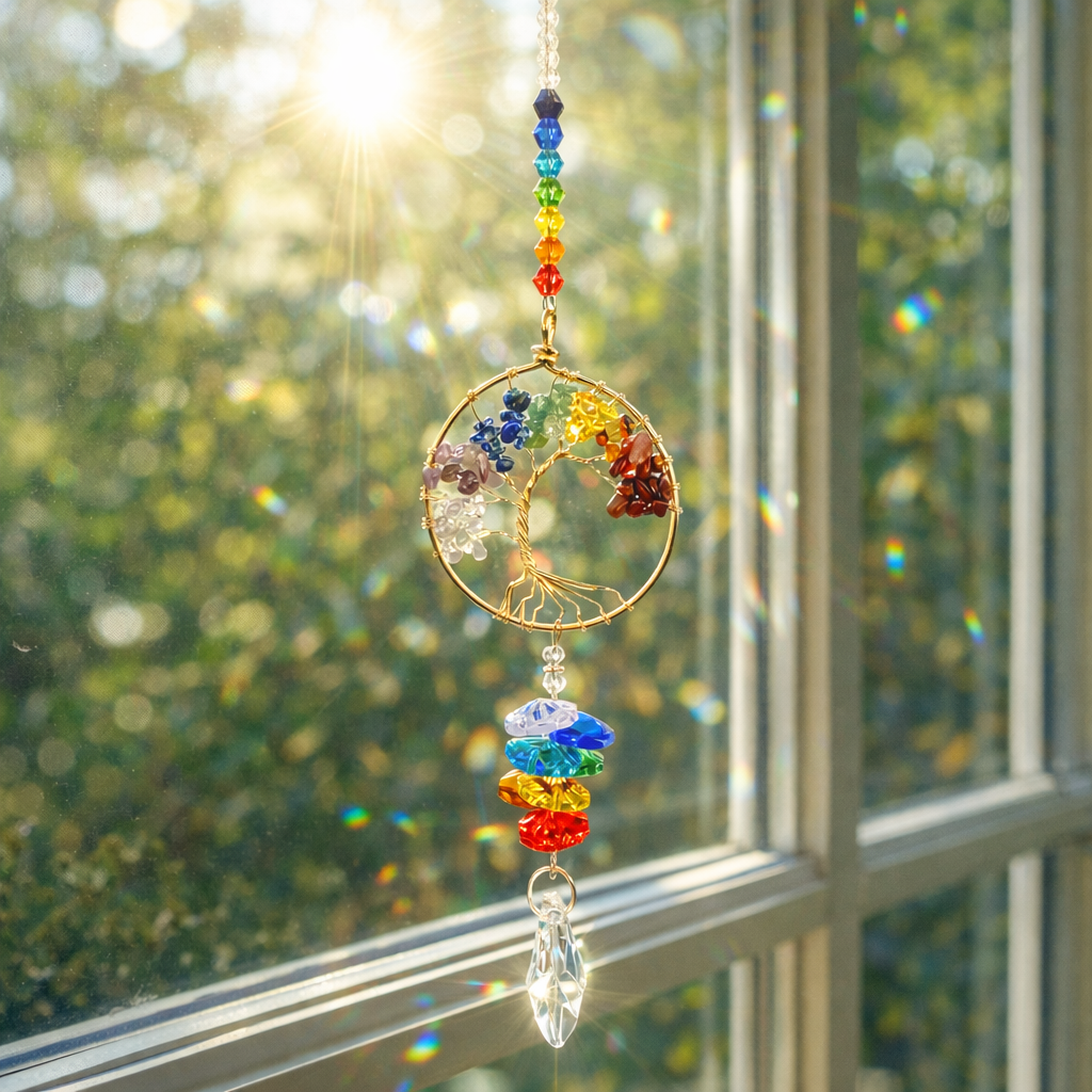Chakra Tree of Life Crystal Suncatcher