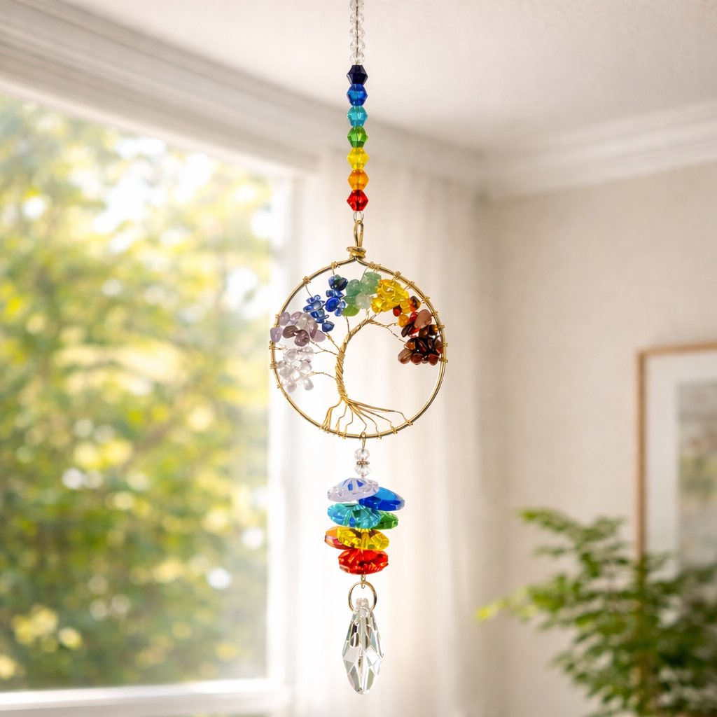 Chakra Tree of Life Crystal Suncatcher