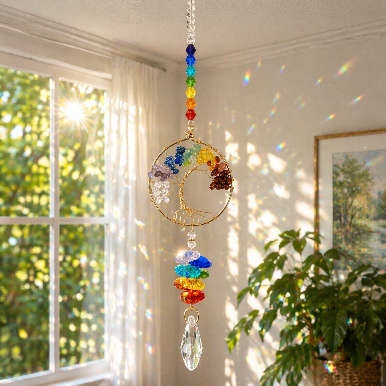 Chakra Tree of Life Crystal Suncatcher
