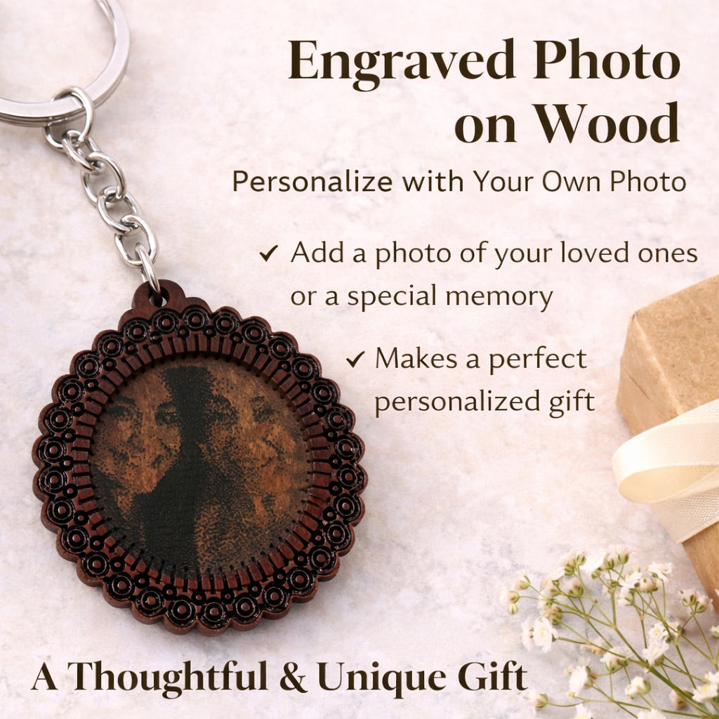 Personalized Wooden Photo Keychain